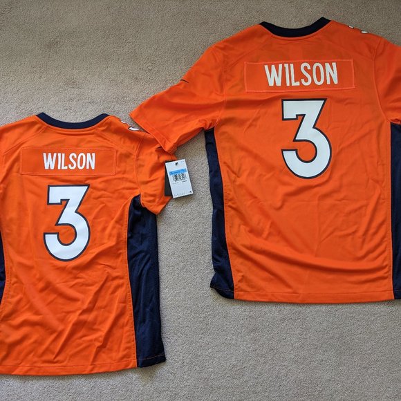 BRAND NEW DENVER BRONCOS RUSSELL WILSON NIKE GAME JERSEY ORANGE (ASSORTED SIZES) - Picture 1 of 7
